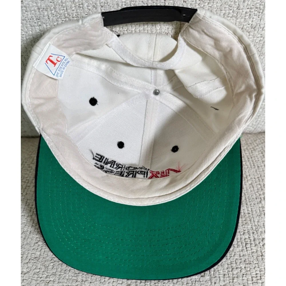 Vintage 1980s‎ AIRBORNE EXPRESS Adjustable Trucker Hat White Cotton Black Bill
